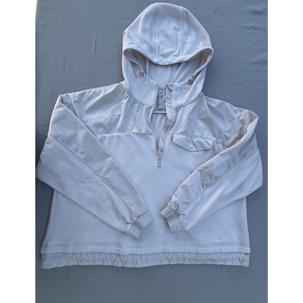 Athleta womens polyester fleece  hooded quarter zip with adjustable sides Size S